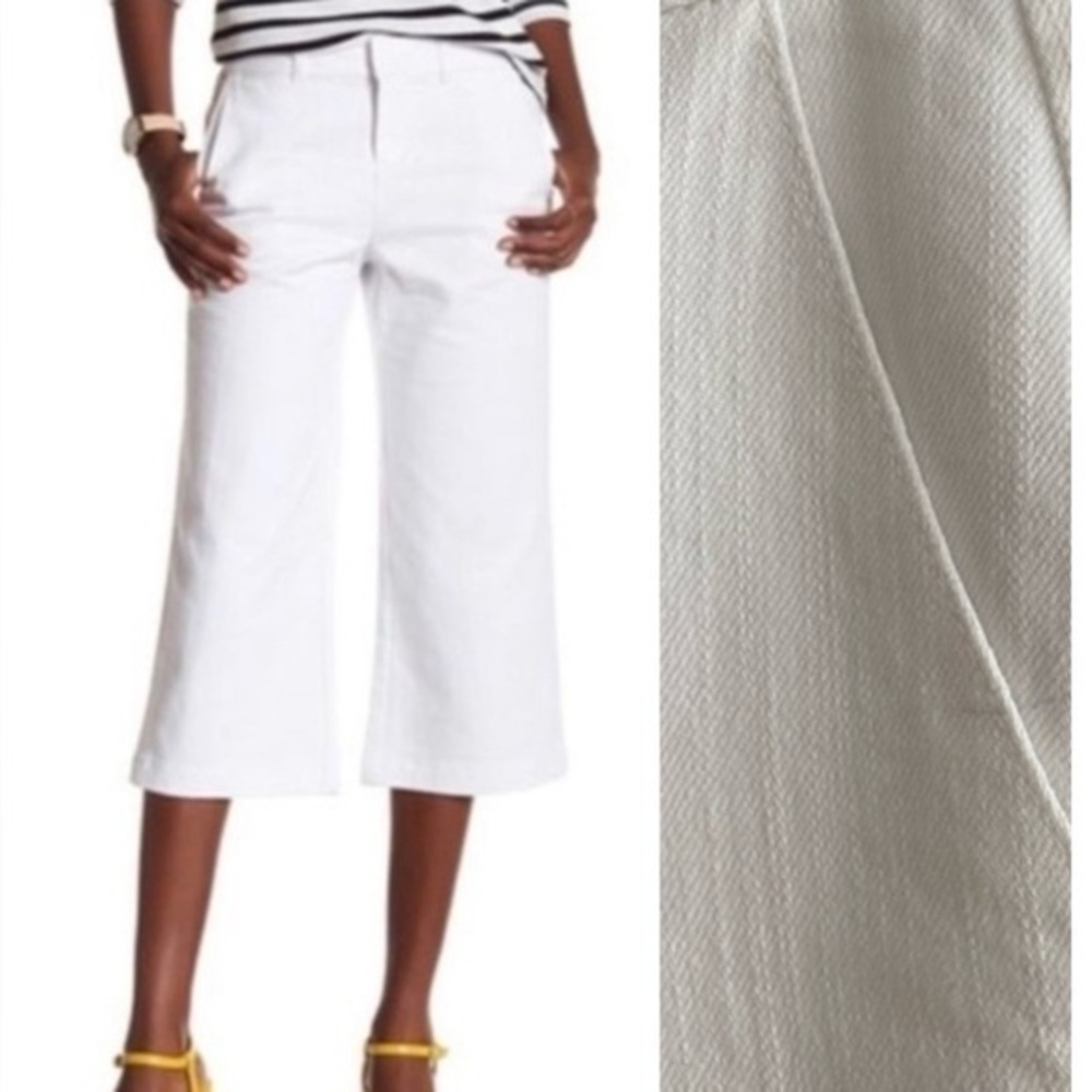 Kate Spade White Cropped Wide Leg Brooke Street Denim Jeans 26